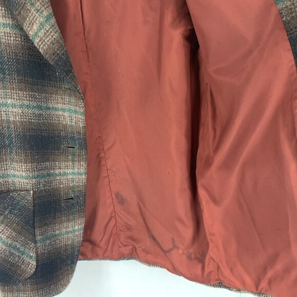 Vtg JL Colebrook Womens Medium Tweed Jacket Plaid Wool Blend Grandma Grunge - Picture 7 of 11